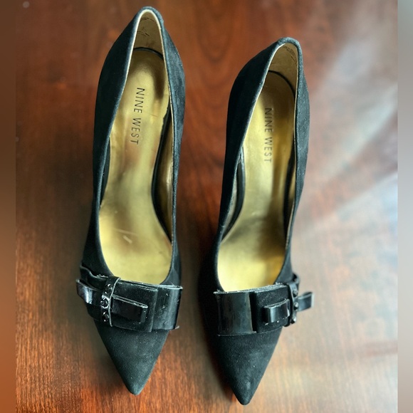 Nine West Francess Black Leather Heels, Sz 6.5 - Picture 3 of 11